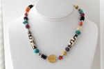 glass, carnelian, bone, 24K plated bead, turquoise