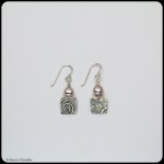 fine silver squares, pink freshwater pearl earrings