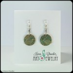 bronze layered leaf with teal patina, sterling silver earrings