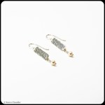 fine silver textured rectangles, freshwater pearl earrings